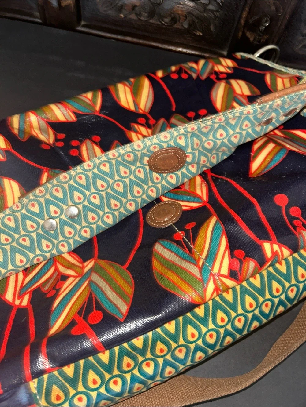 Fossil Navy Floral Crossbody with Multicolor Leaves